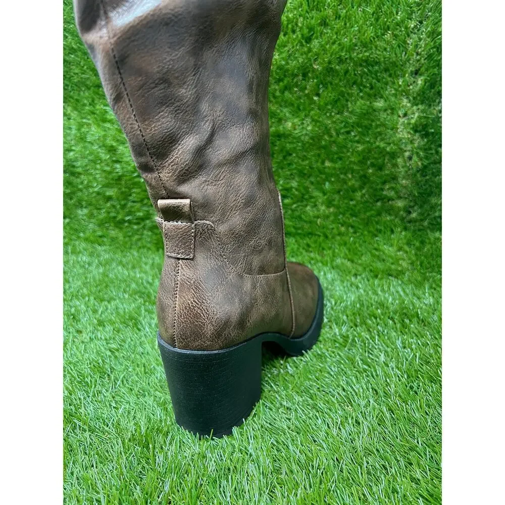 White Mountain Women's 7.5M Mackle Mocha Brown Tall Boots